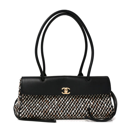 Tweed Calfskin Urban Essentials Small Shopping Bag Black Multicolor