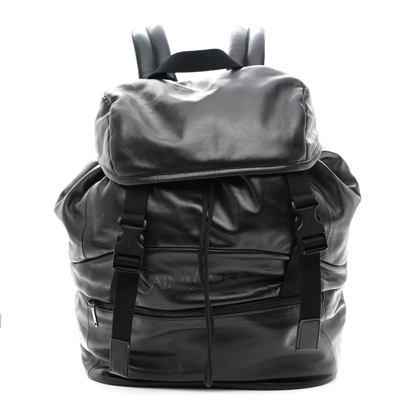 Lambskin Logo Debossed Backpack Black