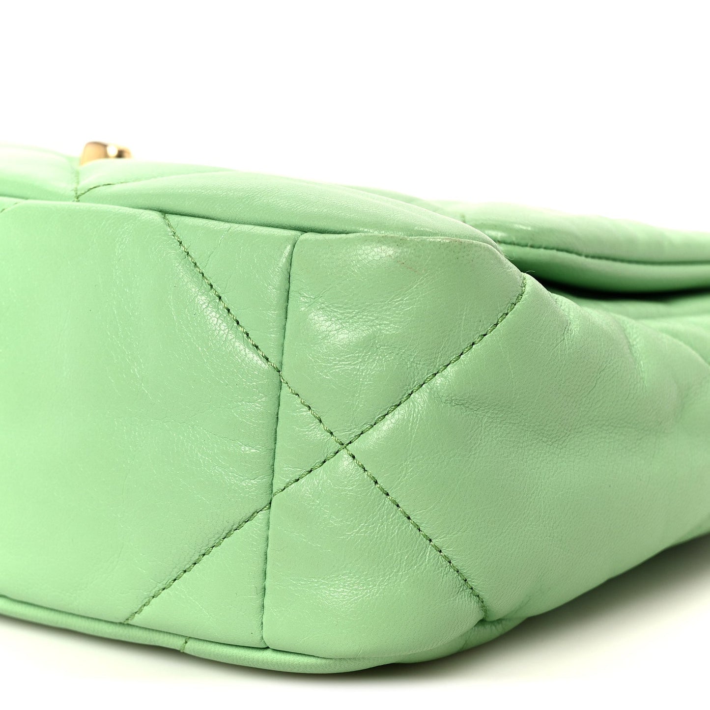 Goatskin Quilted Medium Chanel 19 Flap Light Green