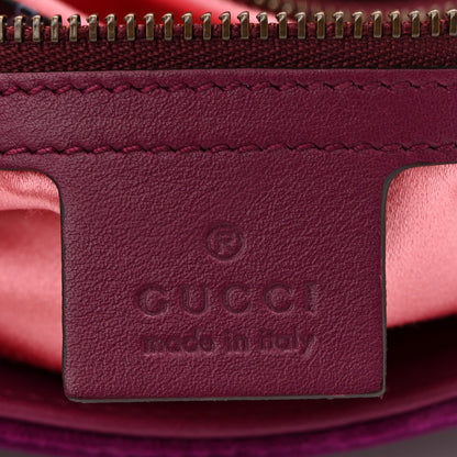 Velvet Matelasse Small GG Marmont Shoulder Bag Fuchsia Violet Cyclamen