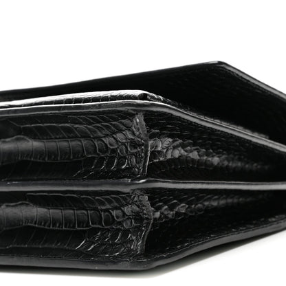 Calfskin Crocodile Embossed Medium Monochrome Monogram Sunset Black