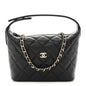 Caviar Quilted Hobo Clutch With Chain Black