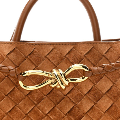 Suede Intrecciato Small Andiamo Shoulder Bag Amber
