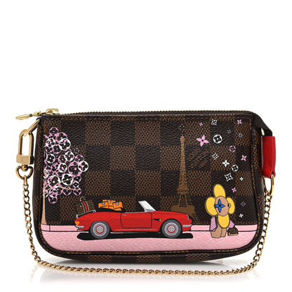 Damier Ebene 2019 Christmas Animation Mini Pochette Accessories Red