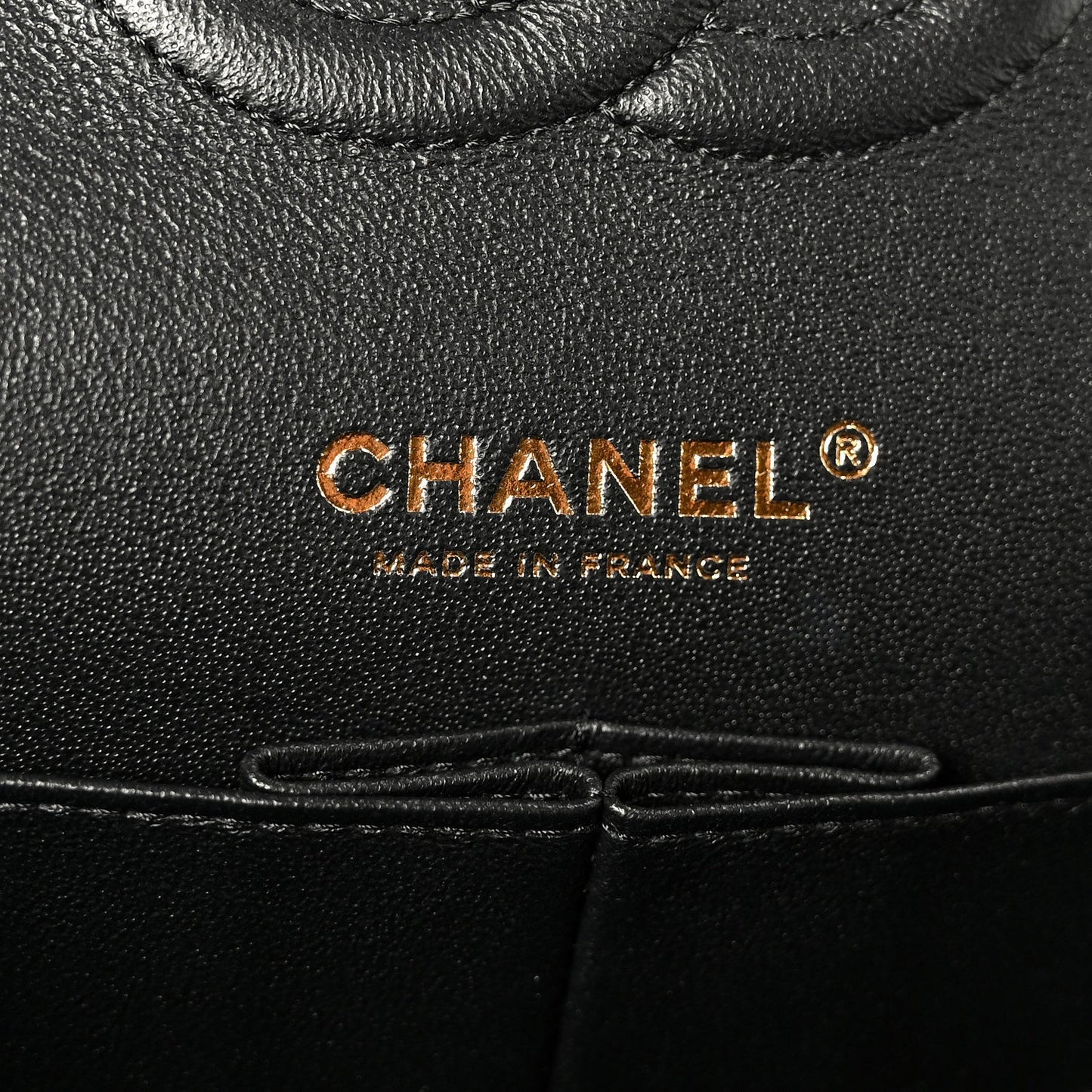 Lambskin Chevron Quilted Medium Double Flap Black