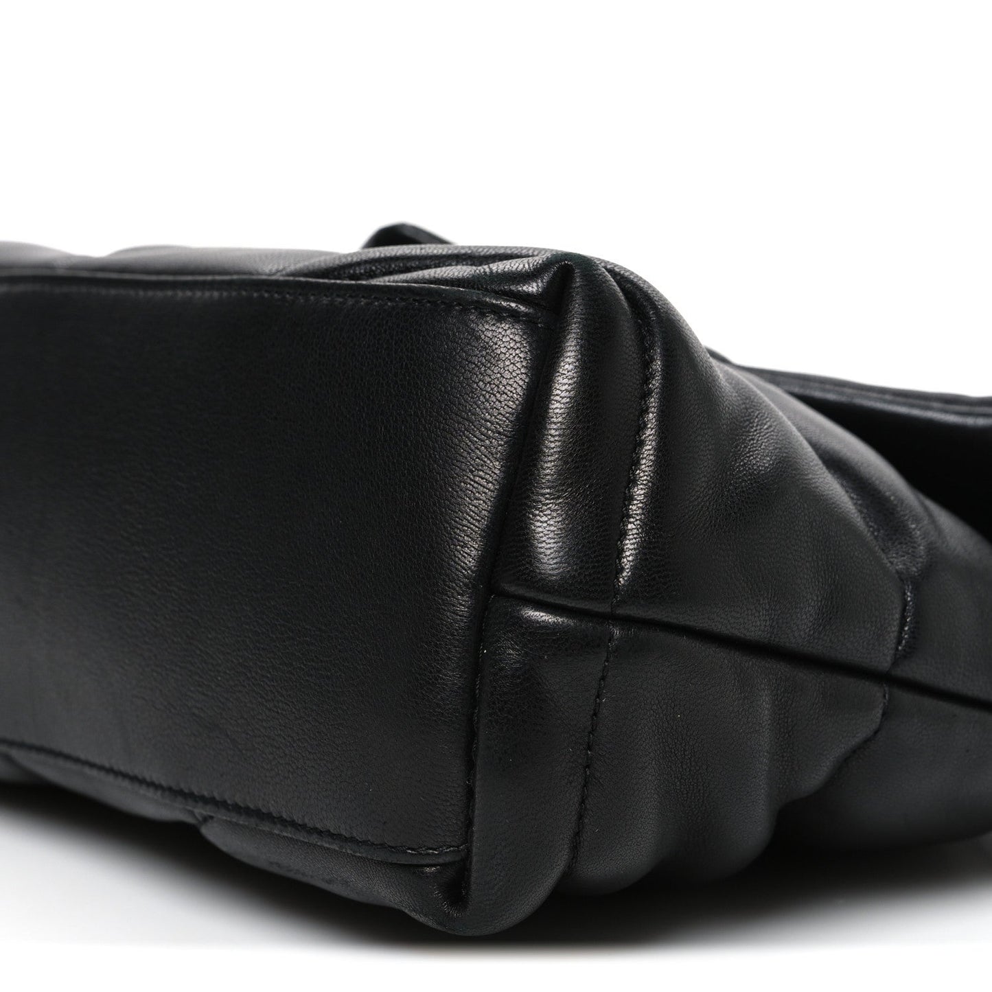 Lambskin Quilted Small Loulou Puffer Monogram Chain Satchel Black