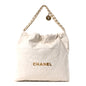 Shiny Calfskin Quilted Chanel 22 White