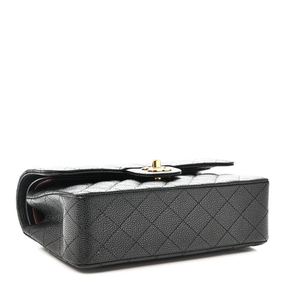Caviar Quilted Small Double Flap Black
