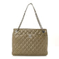 Patent Quilted Accordion Shopping Tote Beige