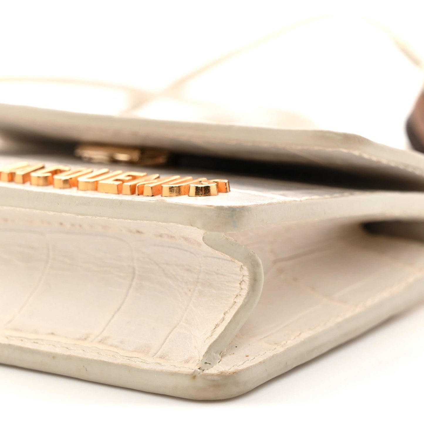 Calfskin Crocodile Embossed Le Riviera White
