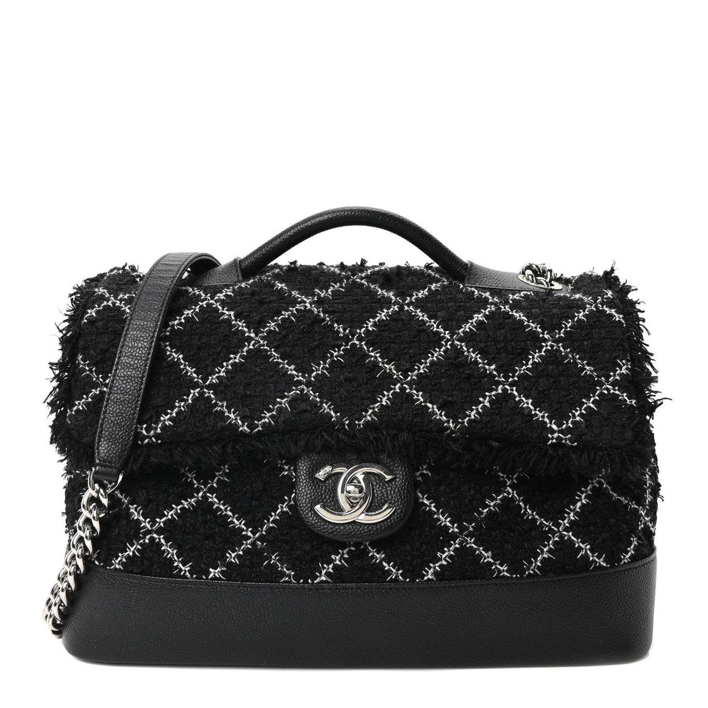 Tweed Trip Top Handle Flap Black