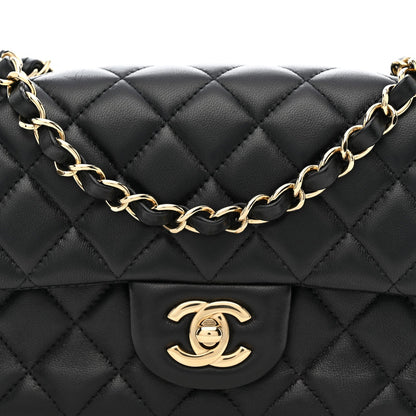 Lambskin Quilted Mini Rectangular Flap Black