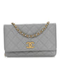Caviar Quilted Textured CC Wallet On Chain WOC Grey