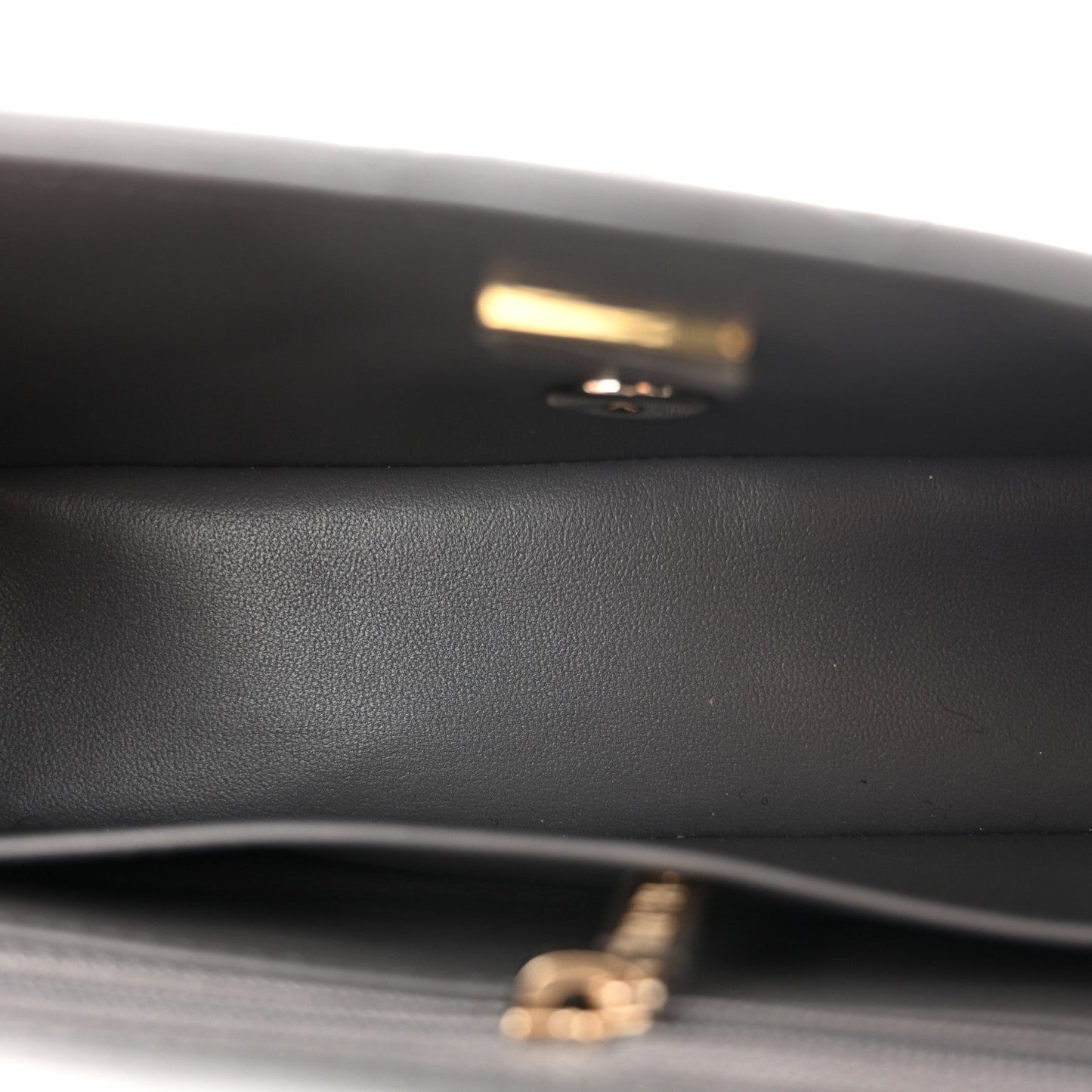 Lambskin Quilted Mini Rectangular Flap Dark Grey