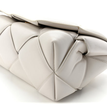 Nappa Intreccio Padded Top Handle Shoulder Bag White