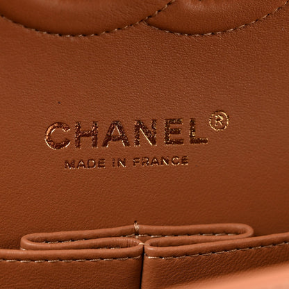 Lambskin Quilted Medium Double Flap Brown