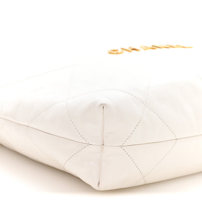 Shiny Calfskin Quilted Small Chanel 22 White