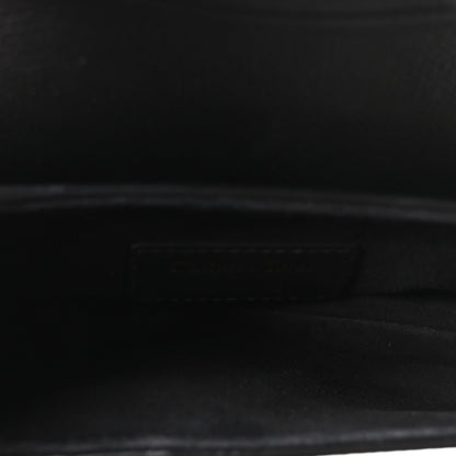 Grained Calfskin Mini Saddle Bag Black