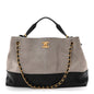 Suede Calfskin Shiny Lambskin Quilted Large Coco Base Shopping Bag Grey Black