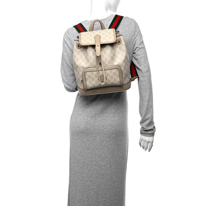 GG Supreme Monogram Azalea Calfskin Retro Interlocking G Buckle Backpack Beige Mystic White
