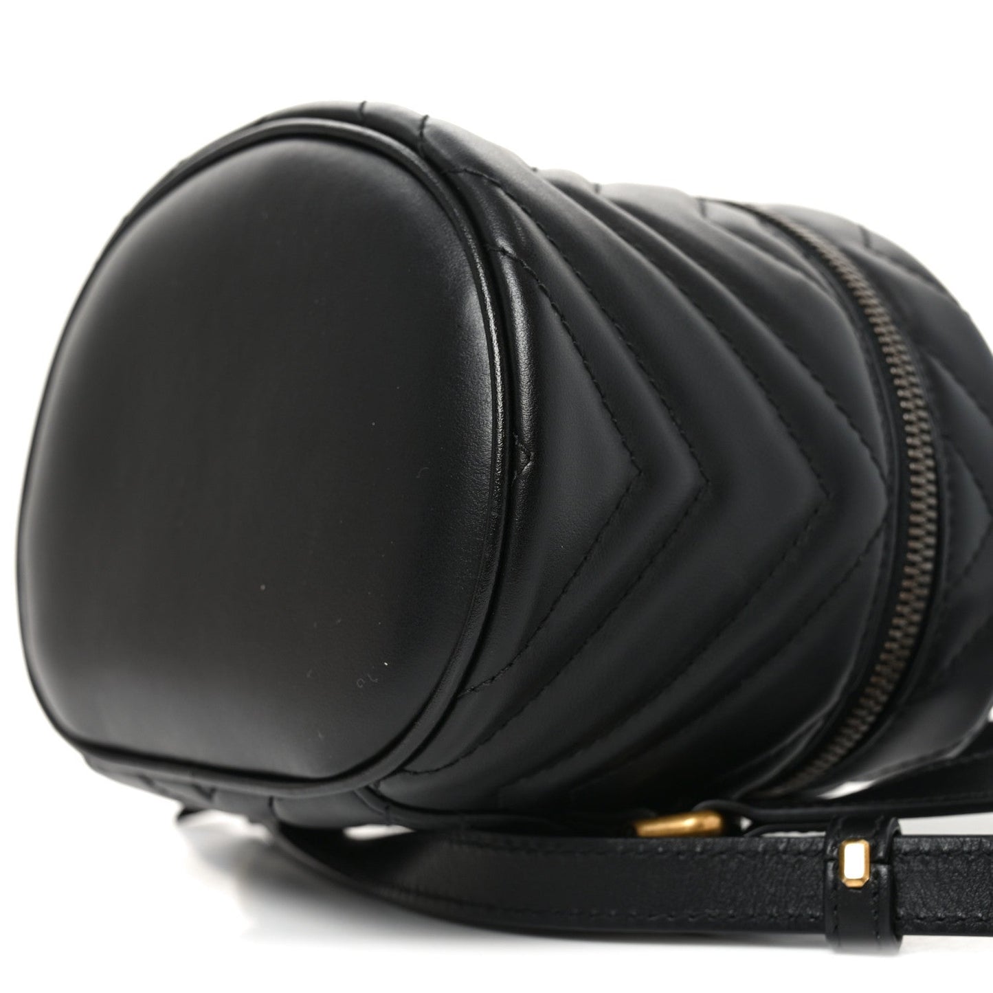 Calfskin Matelasse Chevron Mini GG Marmont Top Handle Bag Black