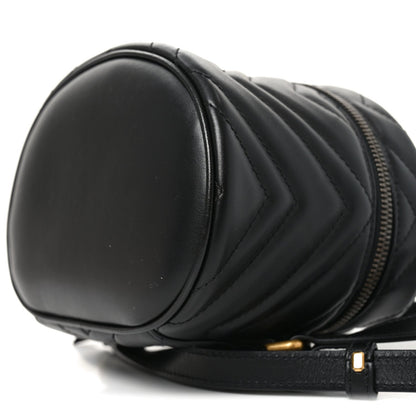 Calfskin Matelasse Chevron Mini GG Marmont Top Handle Bag Black