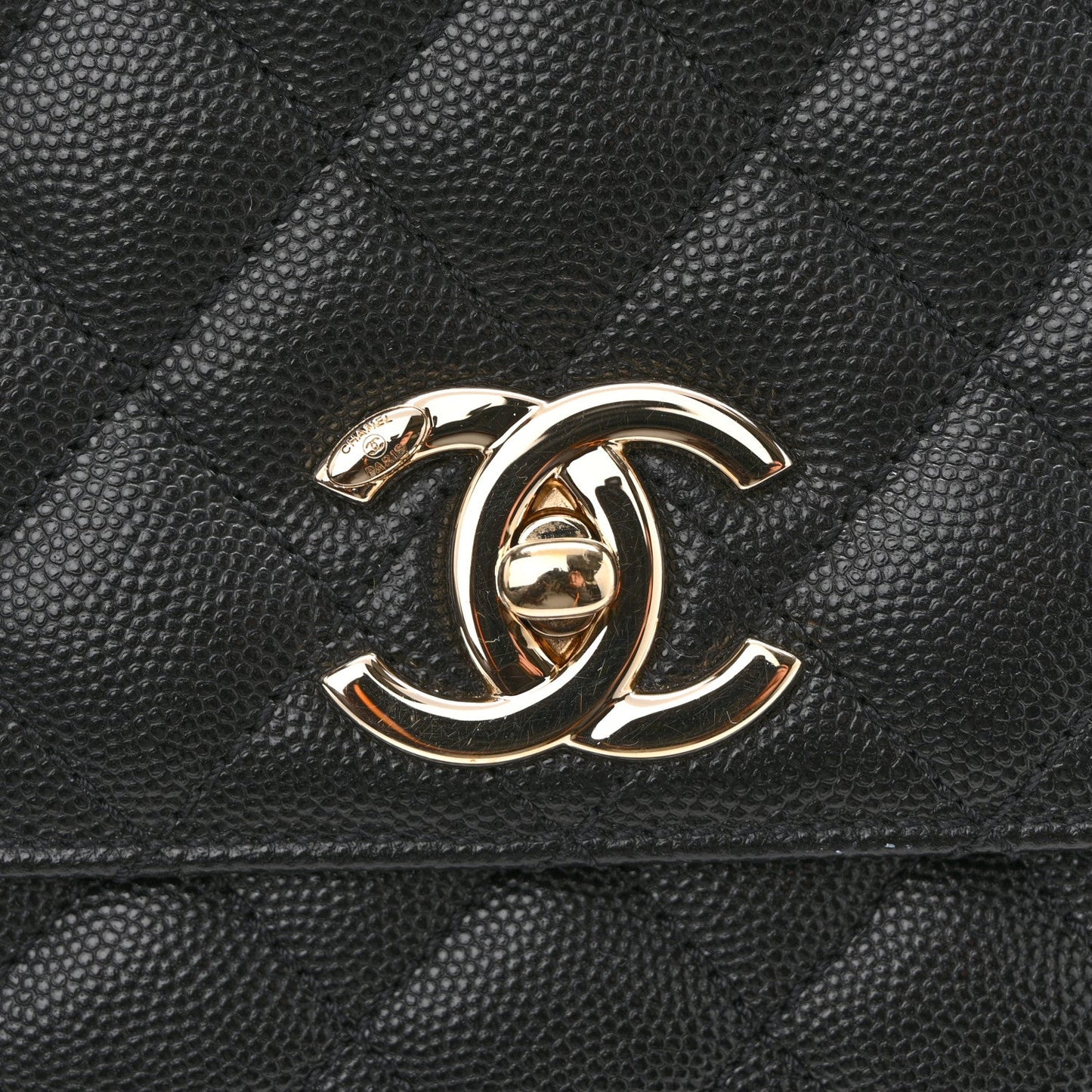 Caviar Quilted Small Coco Handle Flap Black