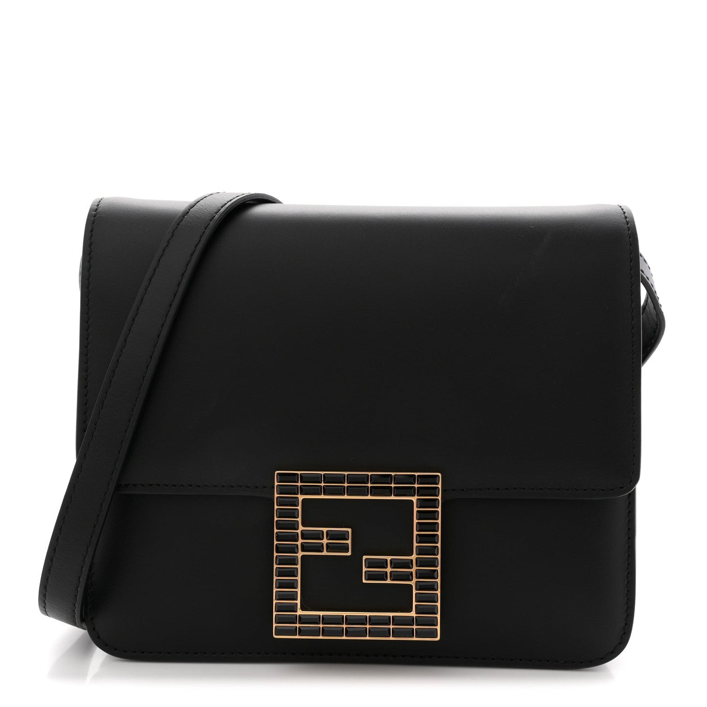 Vitello King Crystal Fab Crossbody Bag Black