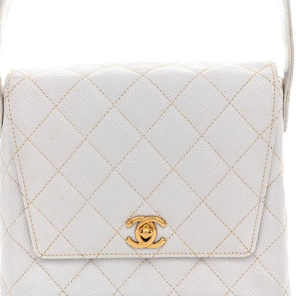 Caviar CC Shoulder Bag White