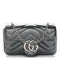Metallic Lambskin Matelasse Mini GG Marmont Shoulder Bag Piombo