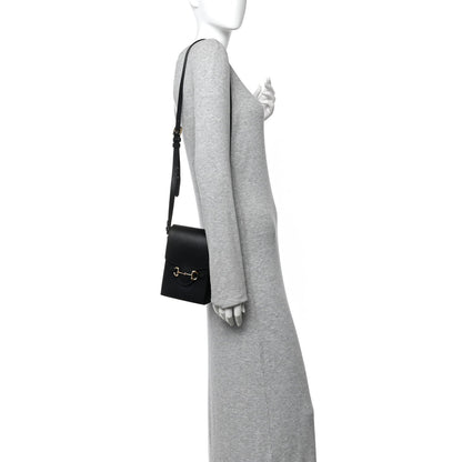 Dollar Calfskin Vertical Horsebit 1955 Crossbody Bag Black