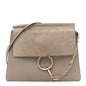 Calfskin Suede Medium Faye Shoulder Bag Motty Grey