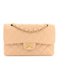 Caviar Quilted Small Double Flap Beige