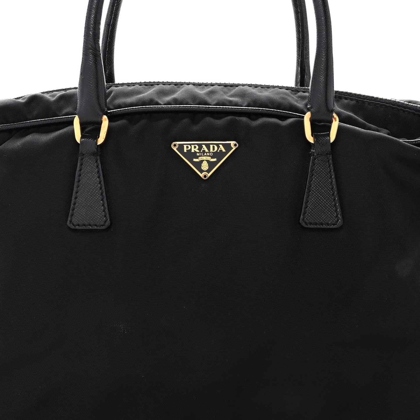 Nylon Saffiano Small Top Handle Bag Black