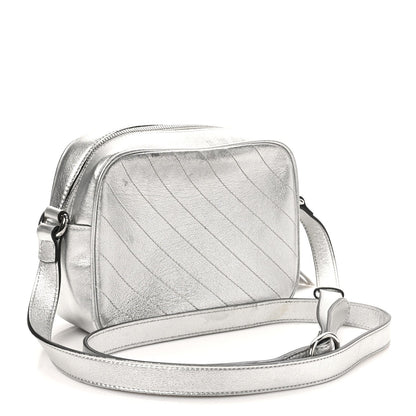 Metallic Sakai Be Green Calfskin Diagonal Stitched Small Blondie Shoulder Bag Silver