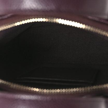 Caviar Quilted Top Handle Clutch With Chain Dark Brown