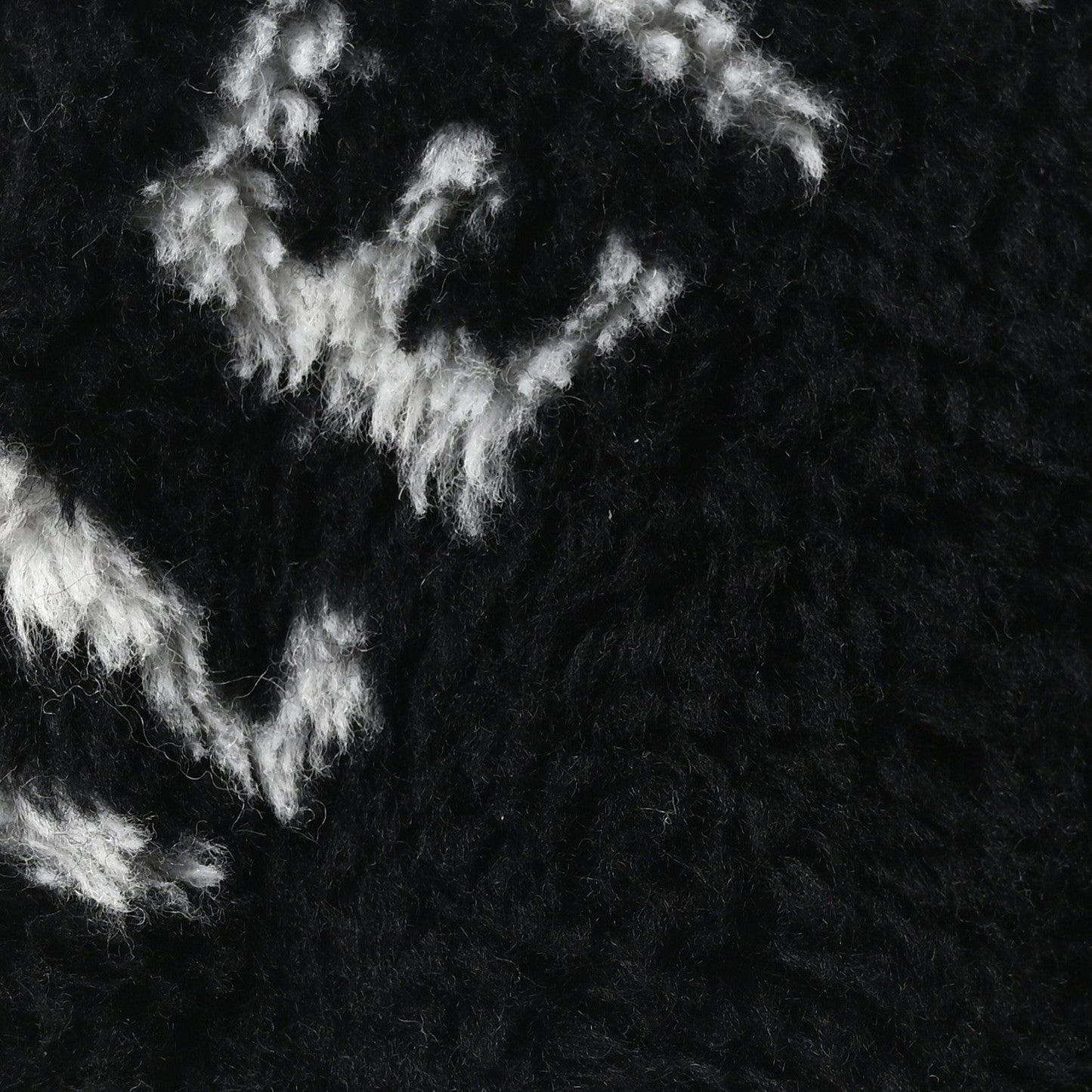 Faux Fur Diagonal Logo Explorer Crossbody Pouch  Black White