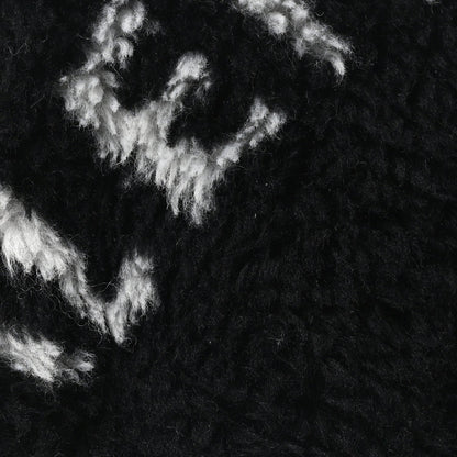 Faux Fur Diagonal Logo Explorer Crossbody Pouch  Black White