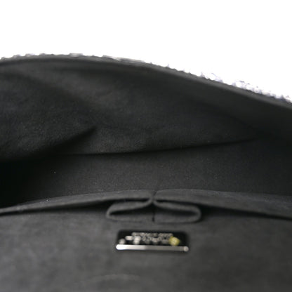 Metallic Snakeskin Medium Double Flap Black Silver