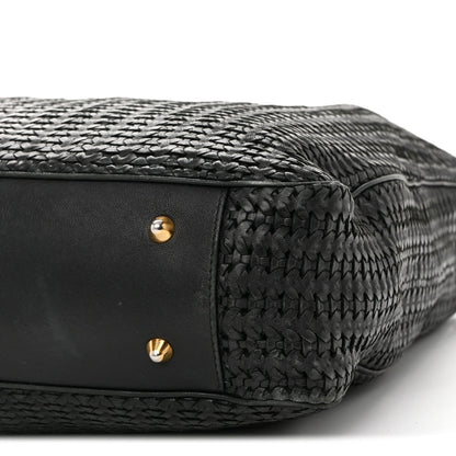 Lambskin Woven Dior Soft Shopping Tote Black