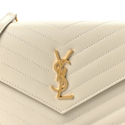 Grain De Poudre Matelasse Chevron Monogram Envelope Chain Wallet Crema Soft