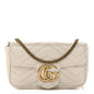 Calfskin Matelasse Super Mini GG Marmont Shoulder Bag White