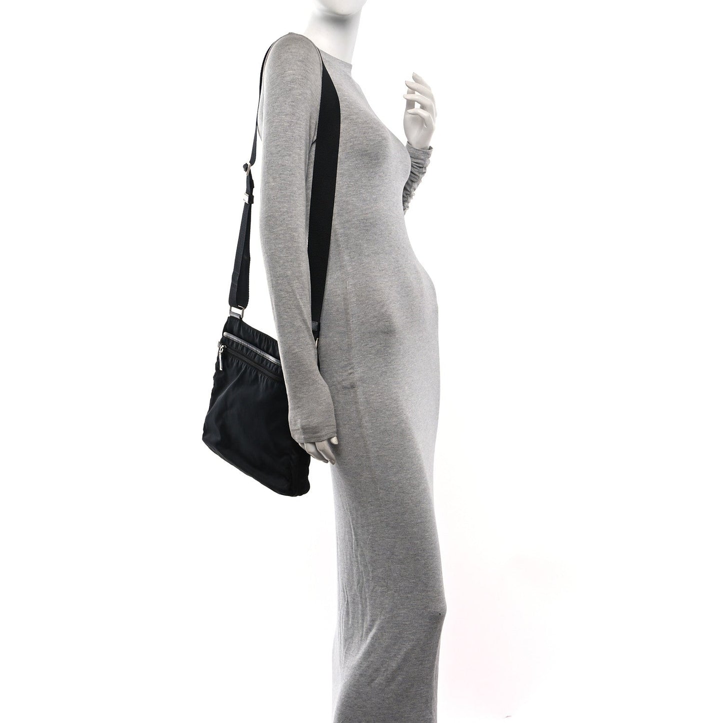 Tessuto Nylon Saffiano Small Crossbody Bag Black
