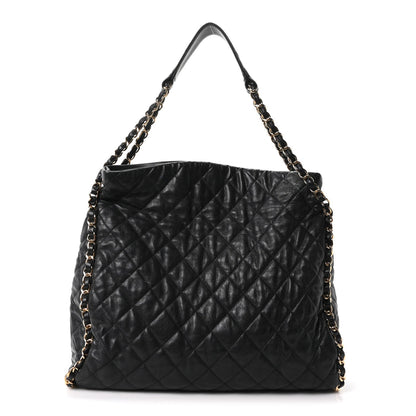 Calfskin Quilted Medium Chain Me Hobo Black