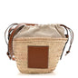 Raffia Drawstring Basket Tote Bag Natural Tan