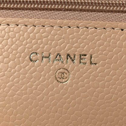 Caviar Quilted Wallet on Chain WOC Beige