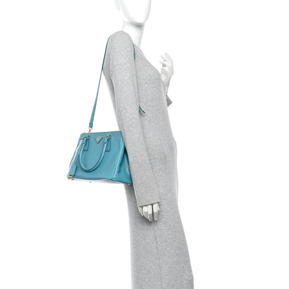 Saffiano Small Galleria Double Zip Tote Turchese