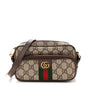GG Supreme Monogram Textured Dollar Calfskin Web Mini Ophidia Convertible Shoulder Bag Beige Ebony New Acero