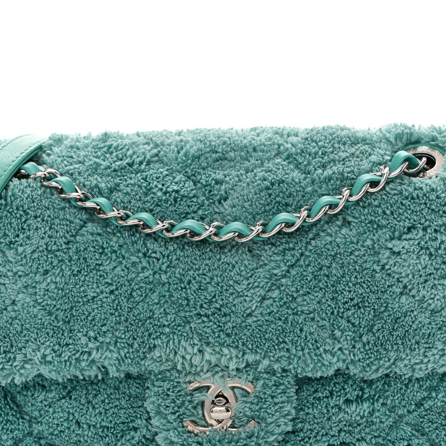 Terry Cotton Quilted Coco Beach Small Single Flap Green
