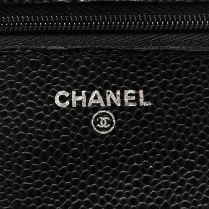 Caviar Quilted Wallet on Chain WOC Black